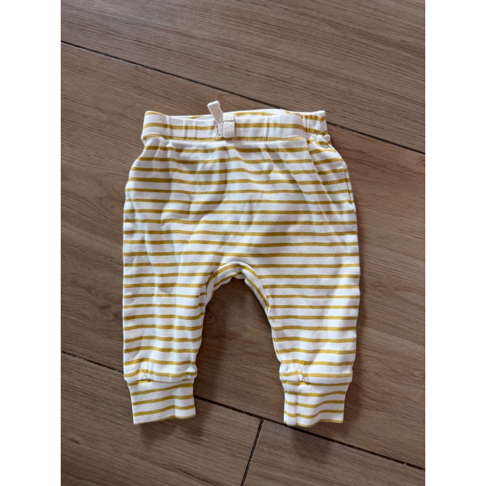 Pehr Baby Organic Cotton Striped Jogger Pants Mustard Yellow White 0-3M